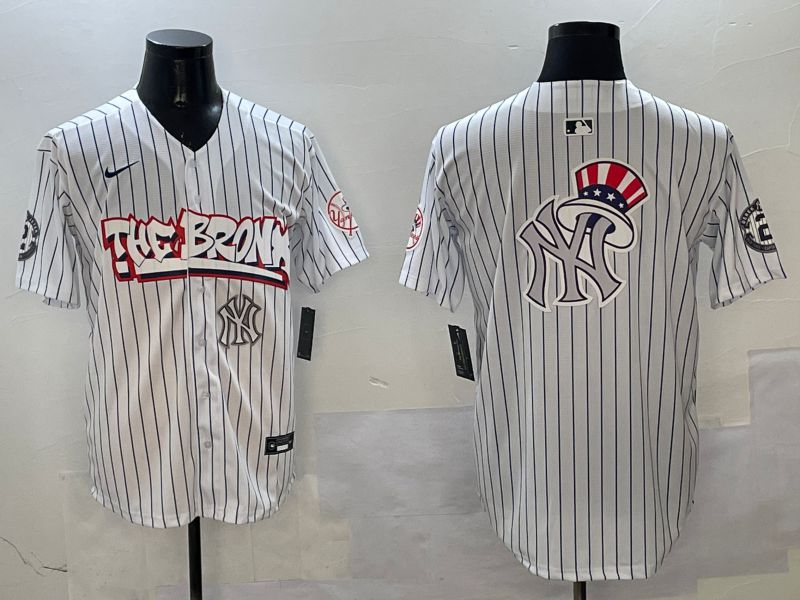 Men New York Yankees Blank White Stripe four generations Joint Name 2025 Nike MLB Jersey style 11